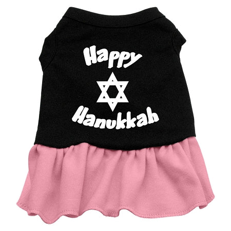 Happy Hanukkah Screen Print Dress Black with Pink XXXL (20)