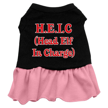 Head Elf in Charge Screen Print Dress Black with Pink XXXL (20)