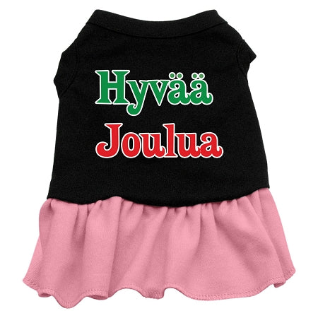 Hyvaa Joulua Screen Print Dress Black with Pink XXXL (20)