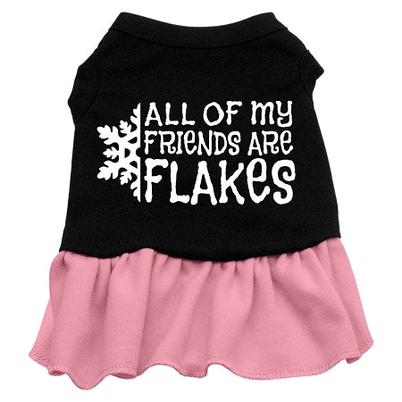 All my friends are Flakes Screen Print Dress Black with Pink XXXL (20)