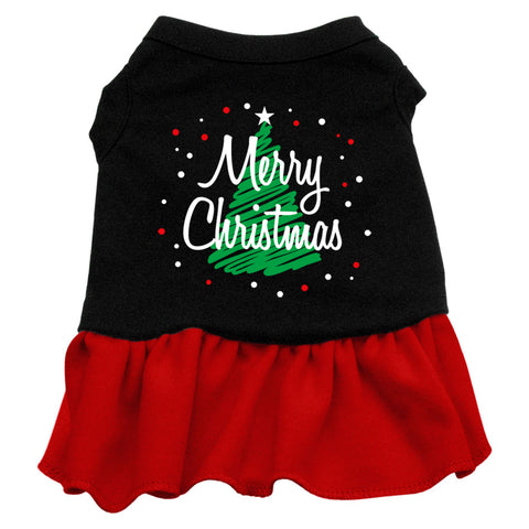 Scribble Merry Christmas Screen Print Dress Black with Red XXXL (20)