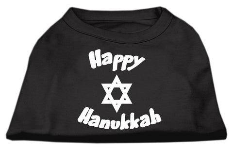 Happy Hanukkah Screen Print Shirt Black  XXXL