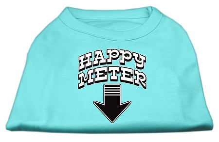 Happy Meter Screen Printed Dog Shirt Aqua XXXL