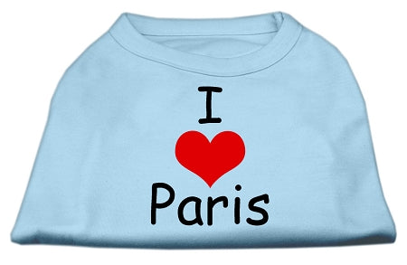 I Love Paris Screen Print Shirts Baby Blue XXXL