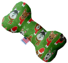 Christmas Dogs 10 Inch Canvas Bone Dog Toy