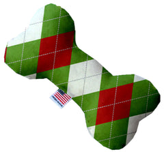 Christmas Argyle 10 Inch Canvas Bone Dog Toy