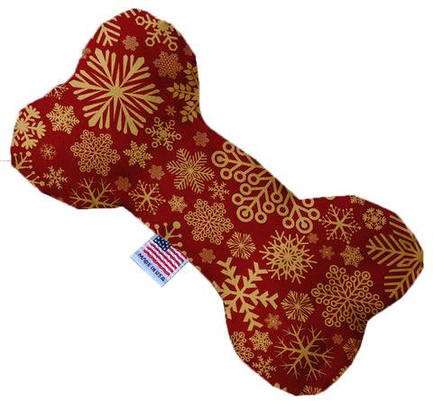 Red Snowflakes 10 Inch Canvas Bone Dog Toy