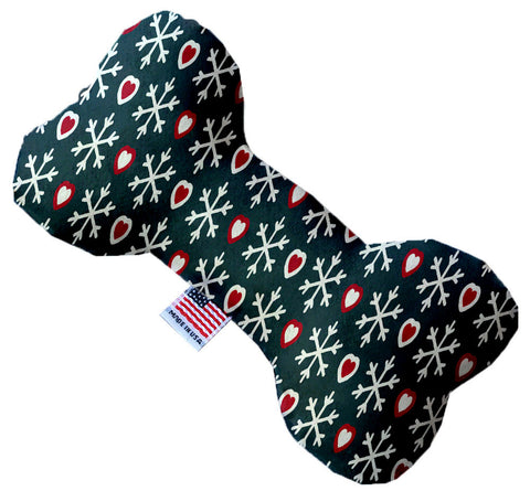 Snowflakes and Hearts Canvas Bone Dog Toy