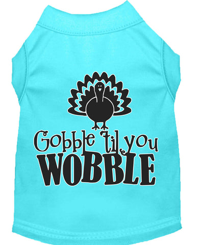 Gobble til You Wobble Screen Print Dog Shirt Aqua XXXL