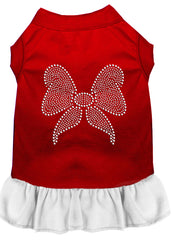 Rhinestone Bow Dress Red with White XXXL 