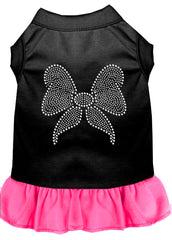 Rhinestone Bow Dress Black with Bright Pink XXXL 