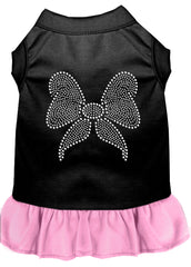 Rhinestone Bow Dresses Black with Light Pink XXXL 