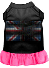 Rhinestone British Flag Dress Black with Bright Pink XXXL 