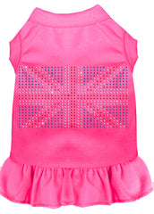 Rhinestone British Flag Dress Bright Pink XXXL 