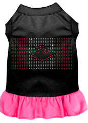 Rhinestone Canadian Flag Dress Black with Bright Pink XXXL 