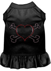 Rhinestone Heart and crossbones Dress Black XXXL 