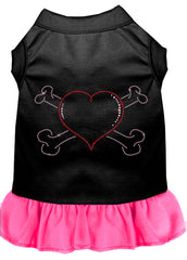 Rhinestone Heart and crossbones Dress Black with Bright Pink XXXL 