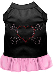 Rhinestone Heart and crossbones Dress Black with Light Pink XXXL 