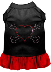 Rhinestone Heart and crossbones Dress Black with Red XXXL 