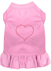 Rhinestone Heart and crossbones Dress Light Pink XXXL 