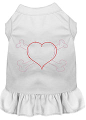 Rhinestone Heart and crossbones Dress White XXXL 