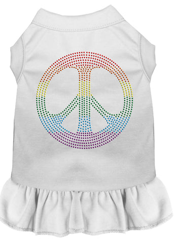 Rhinestone Rainbow Peace Dress White XXXL 