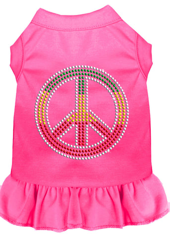 Rhinestone Rasta Peace Dress Bright Pink XXXL 