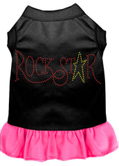 Rhinestone RockStar Dress Black with Bright Pink XXXL 