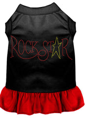 Rhinestone RockStar Dress Black with Red XXXL 