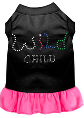 Rhinestone Wild Child Dress Black with Bright Pink XXXL 