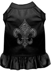 Silver Fleur de Lis Rhinestone Dress Black XXXL 