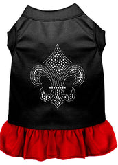 Silver Fleur de Lis Rhinestone Dress Black with Red XXXL 