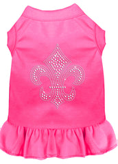 Silver Fleur de Lis Rhinestone Dress Bright Pink XXXL 