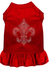 Silver Fleur de Lis Rhinestone Dress Red XXXL 