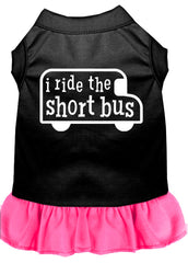 I ride the short bus Screen Print Dress Black with Bright Pink XXXL (20)