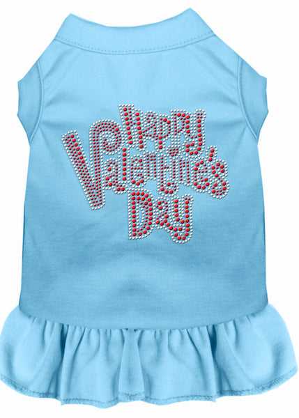 Happy Valentines Day Rhinestone Dress Baby Blue XXXL 