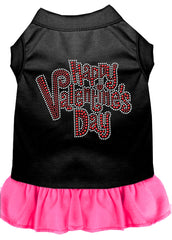 Happy Valentines Day Rhinestone Dress Black with Bright Pink XXXL 