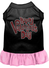 Happy Valentines Day Rhinestone Dress Black with Light Pink XXXL 