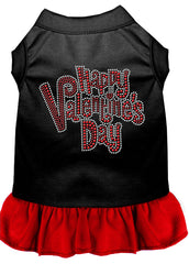 Happy Valentines Day Rhinestone Dress Black with Red XXXL 