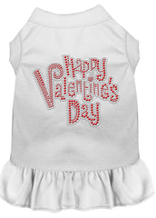 Happy Valentines Day Rhinestone Dress White XXXL 