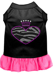 Zebra Heart Rhinestone Dress Black with Bright Pink XXXL 