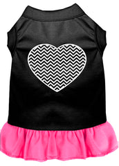 Chevron Heart Screen Print Dress Black with Bright Pink XXXL (20)