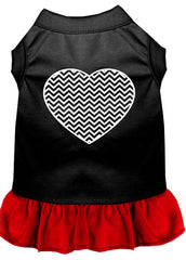 Chevron Heart Screen Print Dress Black with Red XXXL (20)