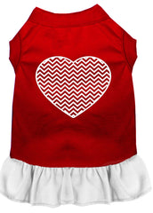 Chevron Heart Screen Print Dress Red with White XXXL (20)