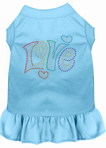 Technicolor Love Rhinestone Pet Dress Baby Blue XXXL 