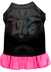 Technicolor Love Rhinestone Pet Dress Black with Bright Pink XXXL 