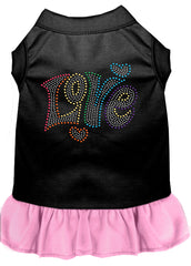 Technicolor Love Rhinestone Pet Dress Black with Light Pink XXXL 