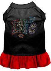 Technicolor Love Rhinestone Pet Dress Black with Red XXXL 