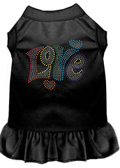 Technicolor Love Rhinestone Pet Dress Black XXXL 