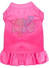 Technicolor Love Rhinestone Pet Dress Bright Pink XXXL 